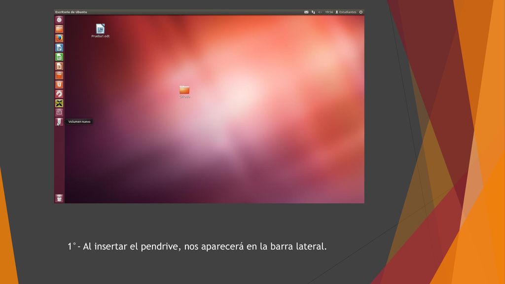 1°- Al insertar el pendrive, nos aparecerá en la barra lateral.