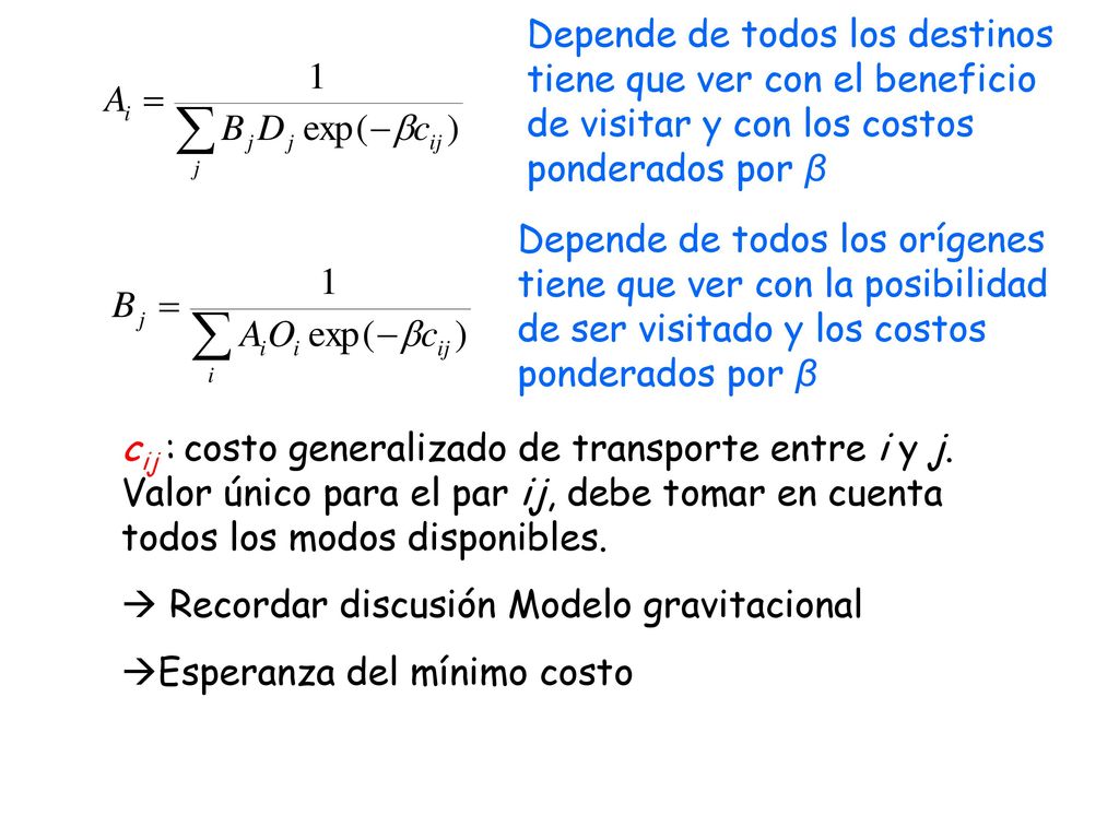 Depende de todos los destinos tiene que ver con el beneficio de visitar y con los costos ponderados por β