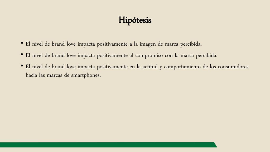 Hipótesis El nivel de brand love impacta positivamente a la imagen de marca percibida.