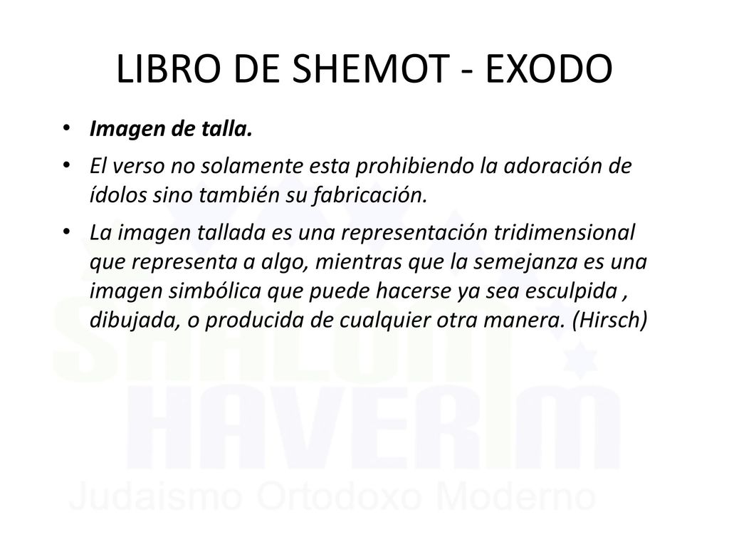 LIBRO DE SHEMOT - EXODO Imagen de talla.