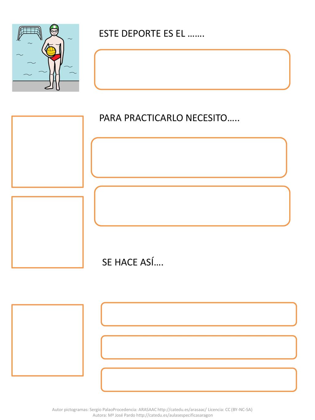 ESTE DEPORTE ES EL ……. PARA PRACTICARLO NECESITO….. SE HACE ASÍ….