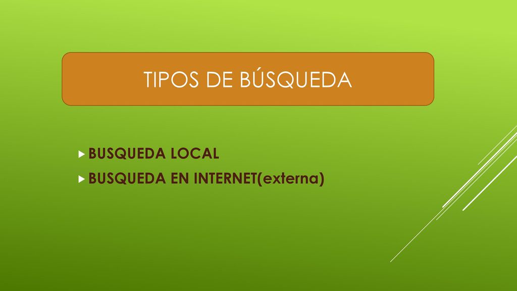 TIPOS DE BÚSQUEDA BUSQUEDA LOCAL BUSQUEDA EN INTERNET(externa)