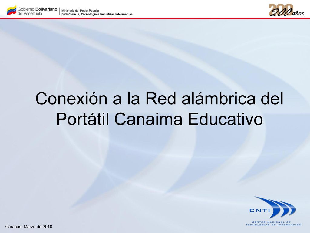 Conexión a la Red alámbrica del Portátil Canaima Educativo