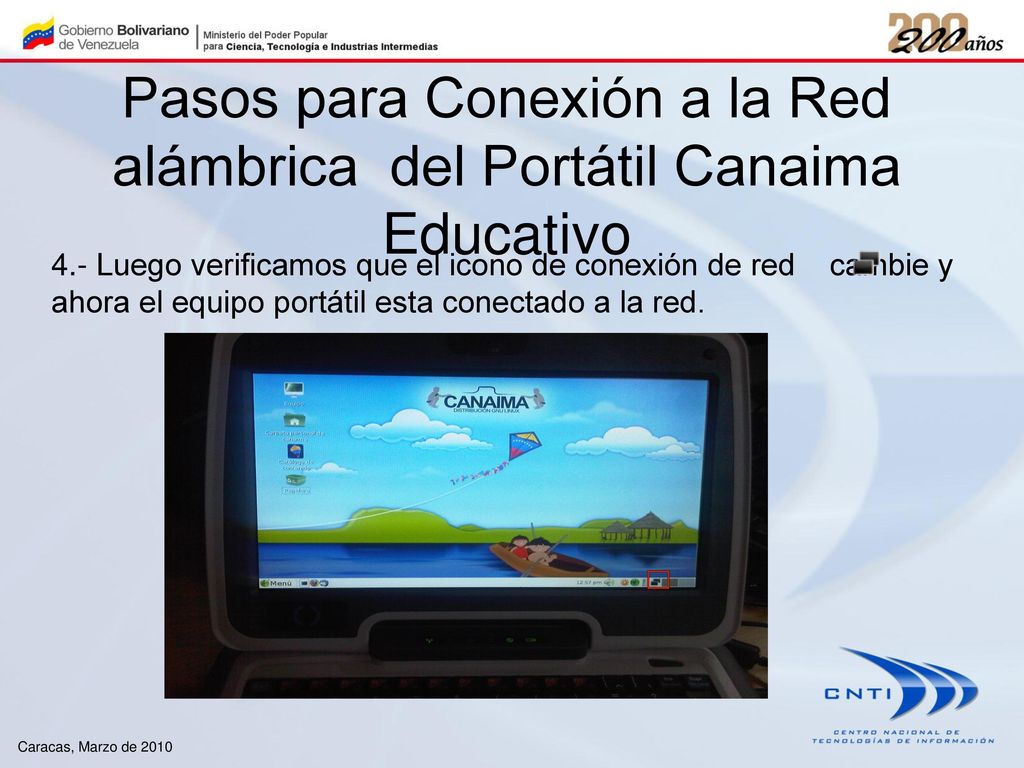 Pasos para Conexión a la Red alámbrica del Portátil Canaima Educativo