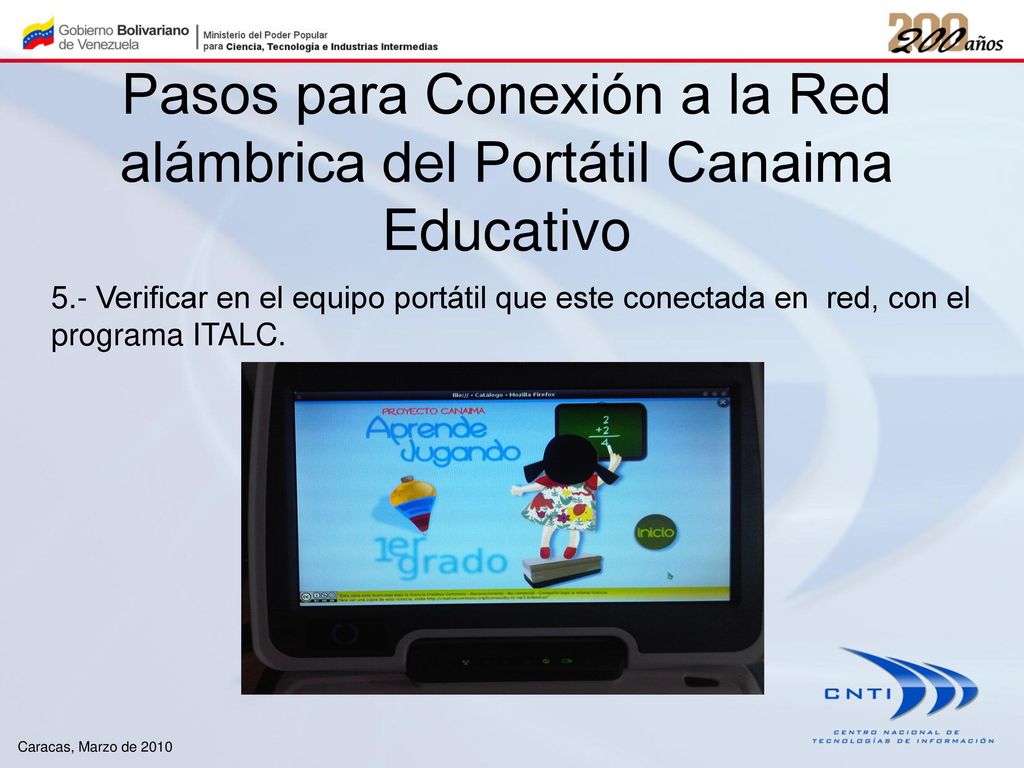 Pasos para Conexión a la Red alámbrica del Portátil Canaima Educativo