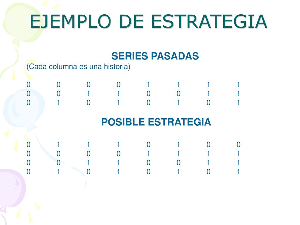 EJEMPLO DE ESTRATEGIA SERIES PASADAS (Cada columna es una historia)