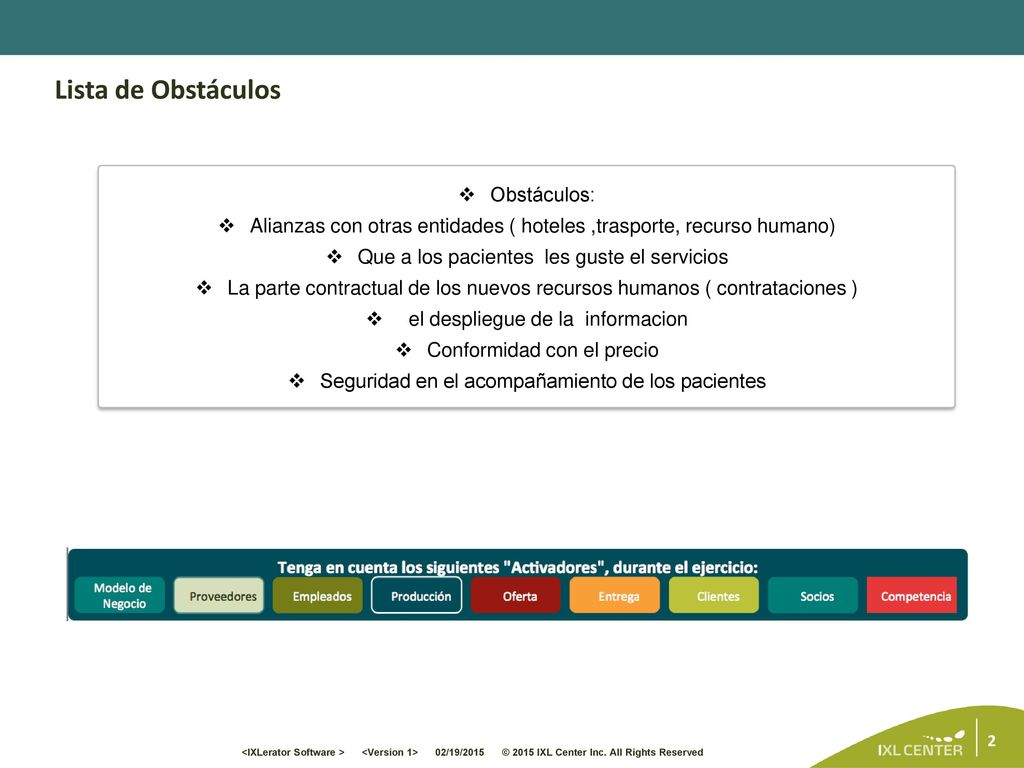 Lista de Obstáculos Obstáculos: