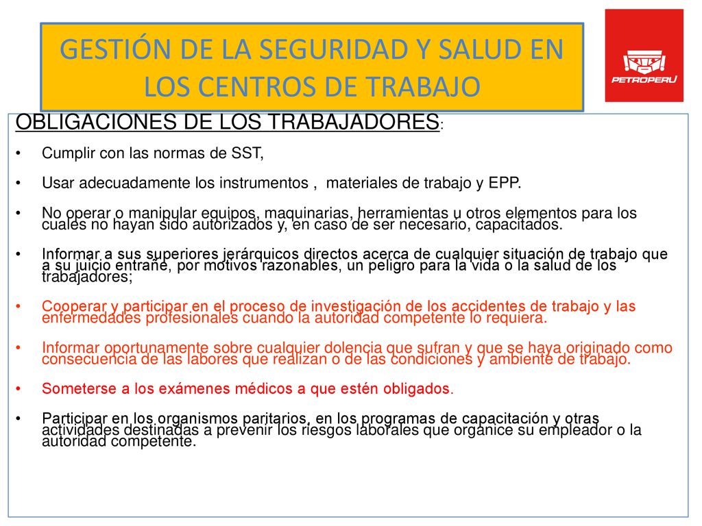 GESTIÓN DE LA SEGURIDAD Y SALUD EN LOS CENTROS DE TRABAJO