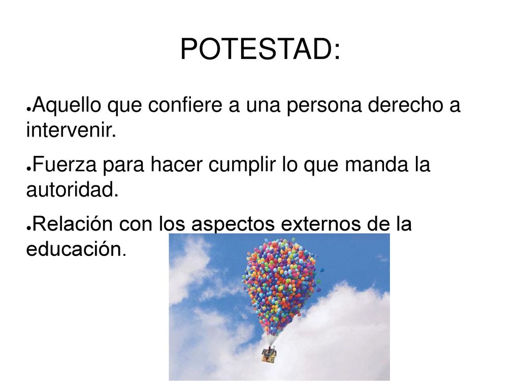 POTESTAD: Aquello que confiere a una persona derecho a intervenir.