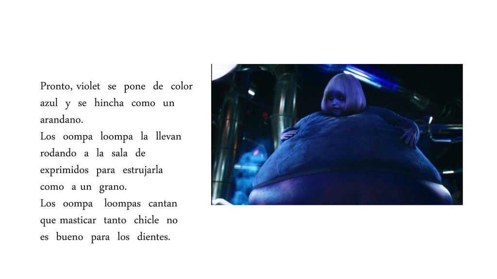 Pronto, violet se pone de color azul y se hincha como un arandano