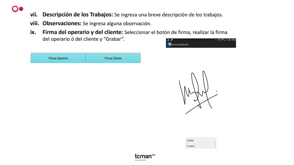 Descripción de los Trabajos: Se ingresa una breve descripción de los trabajos.