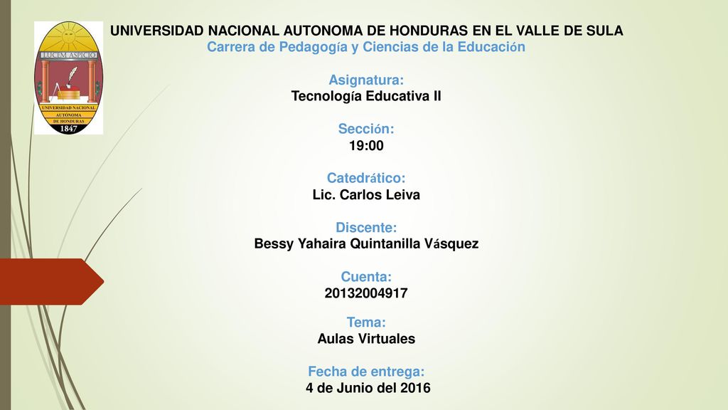 UNIVERSIDAD NACIONAL AUTONOMA DE HONDURAS EN EL VALLE DE SULA