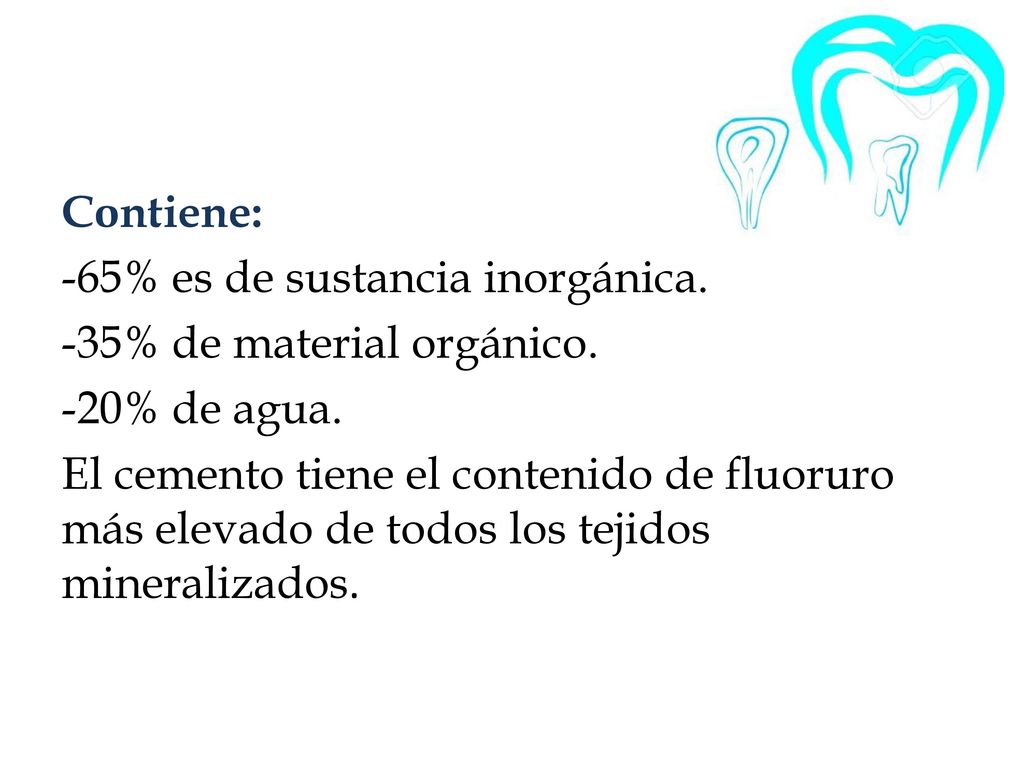 Contiene: -65% es de sustancia inorgánica. -35% de material orgánico