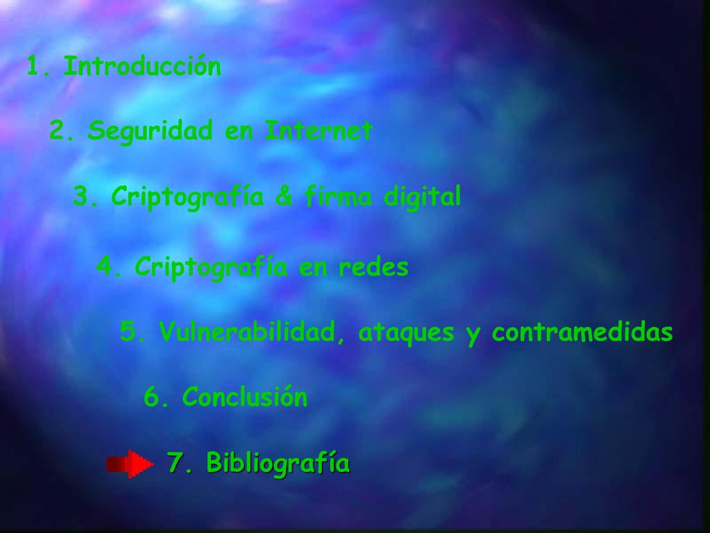 1. Introducción 2. Seguridad en Internet. 3. Criptografía & firma digital. 4. Criptografía en redes.