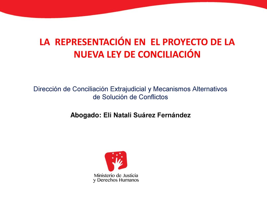 LA REPRESENTACIÓN EN EL PROYECTO DE LA NUEVA LEY DE CONCILIACIÓN