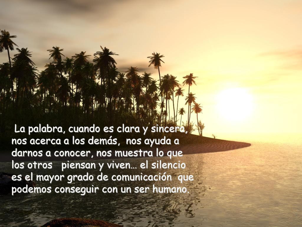 La palabra, cuando es clara y sincera, nos acerca a los demás, nos ayuda a darnos a conocer, nos muestra lo que los otros piensan y viven… el silencio es el mayor grado de comunicación que podemos conseguir con un ser humano.