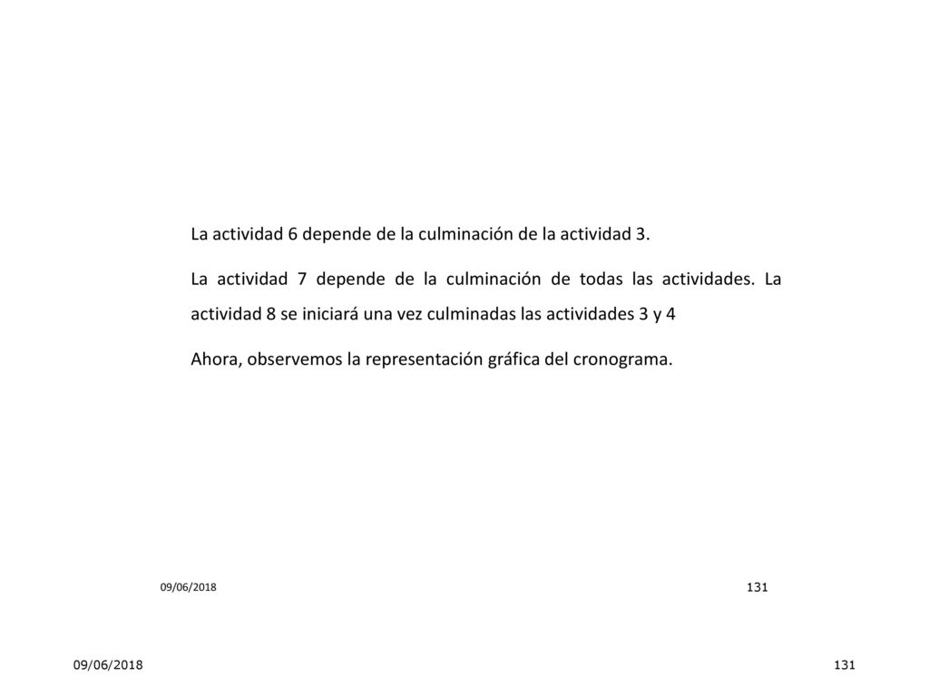 La actividad 6 depende de la culminación de la actividad 3