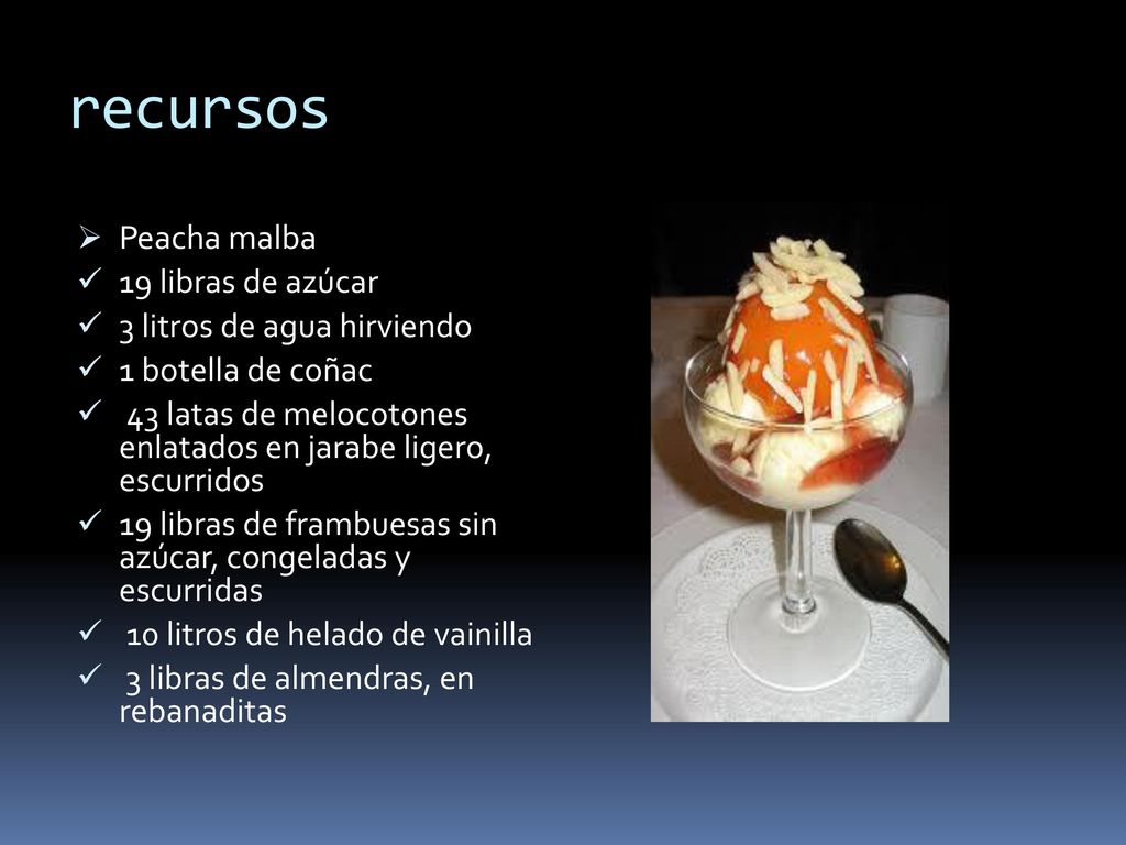 recursos Peacha malba 19 libras de azúcar 3 litros de agua hirviendo