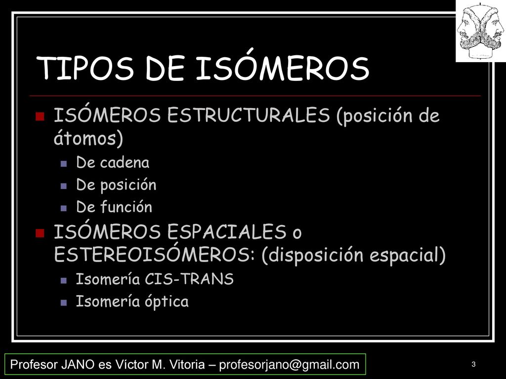 TIPOS DE ISÓMEROS ISÓMEROS ESTRUCTURALES (posición de átomos)