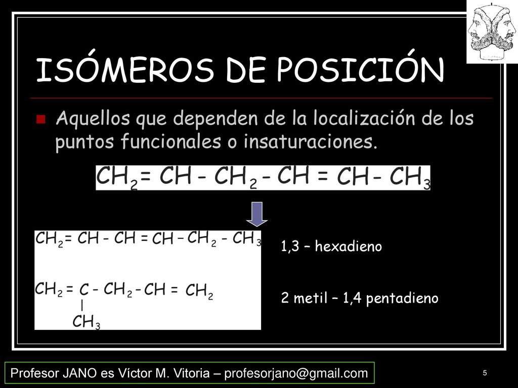 ISÓMEROS DE POSICIÓN Aquellos que dependen de la localización de los puntos funcionales o insaturaciones.