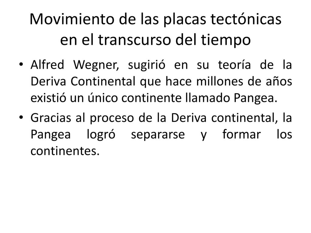 Movimiento de las placas tectónicas en el transcurso del tiempo