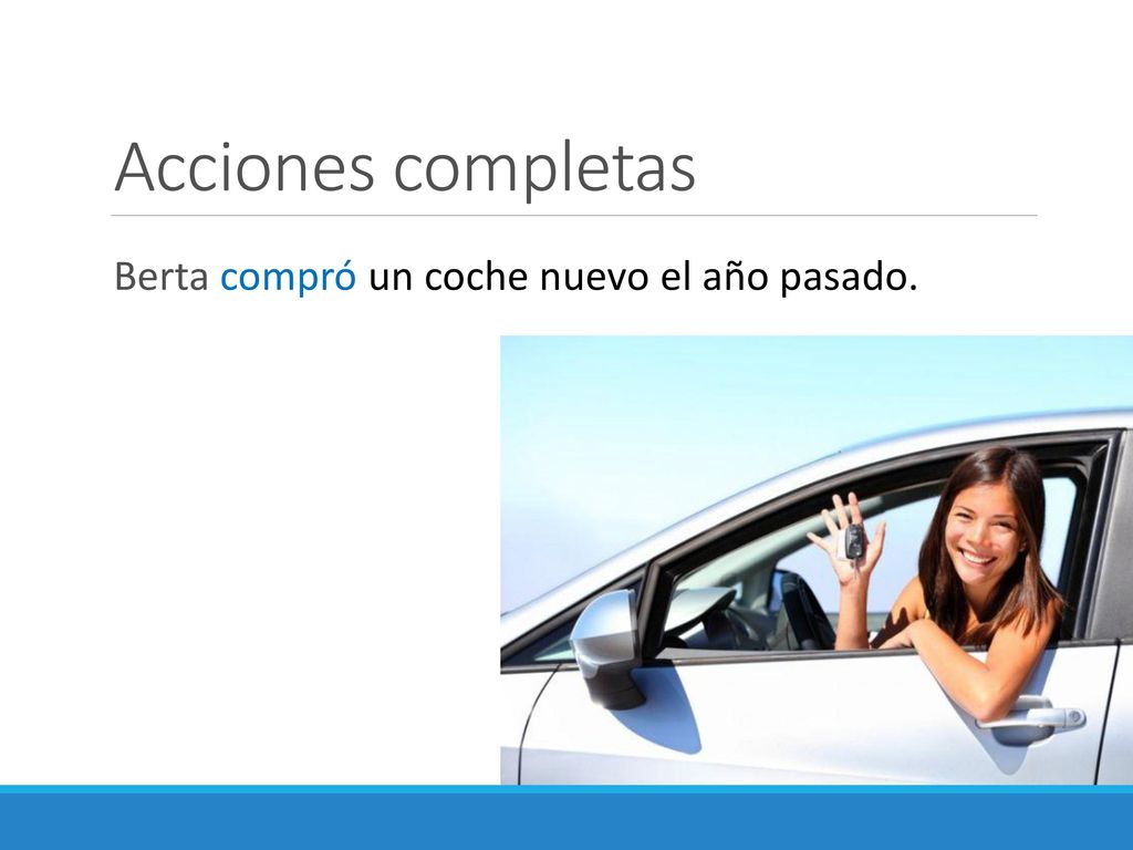 Acciones completas Berta compró un coche nuevo el año pasado.