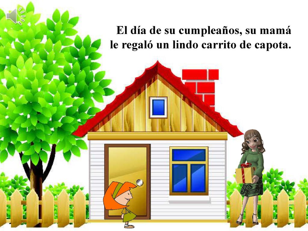 El día de su cumpleaños, su mamá le regaló un lindo carrito de capota.
