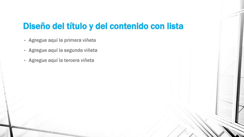 Diseño del título y del contenido con lista