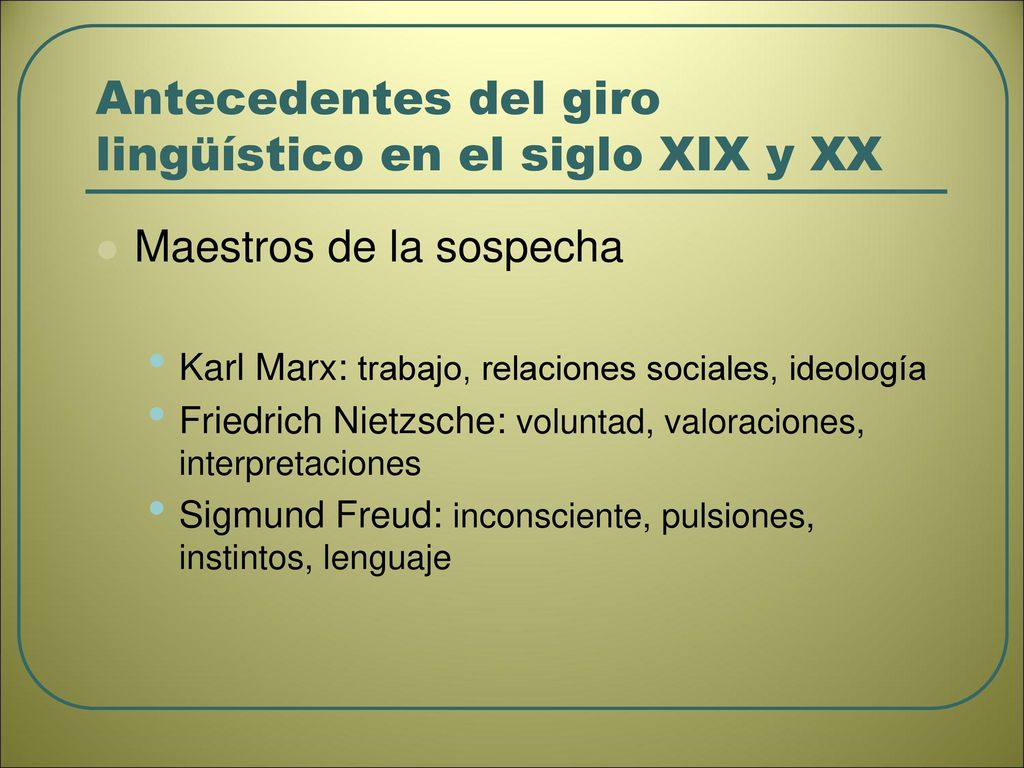 Antecedentes del giro lingüístico en el siglo XIX y XX