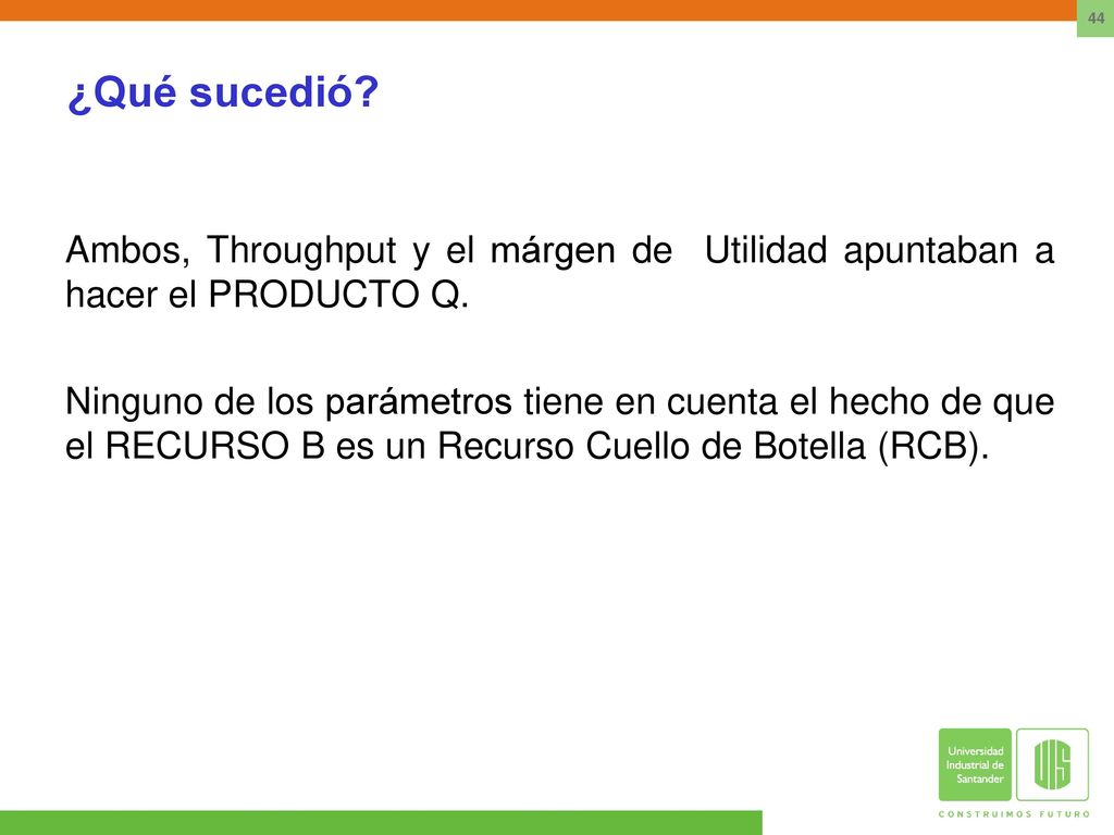 ¿Qué sucedió Ambos, Throughput y el márgen de Utilidad apuntaban a hacer el PRODUCTO Q.