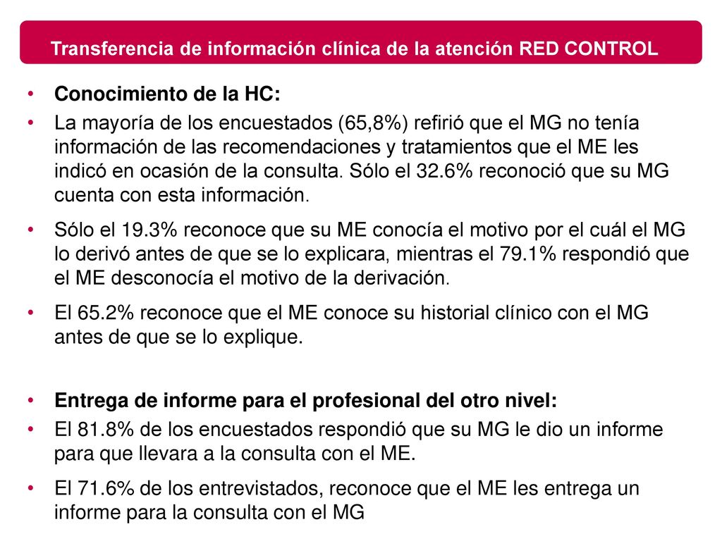 Transferencia de información clínica de la atención RED CONTROL