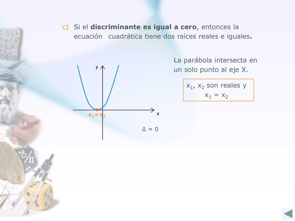 La parábola intersecta en un solo punto al eje X.