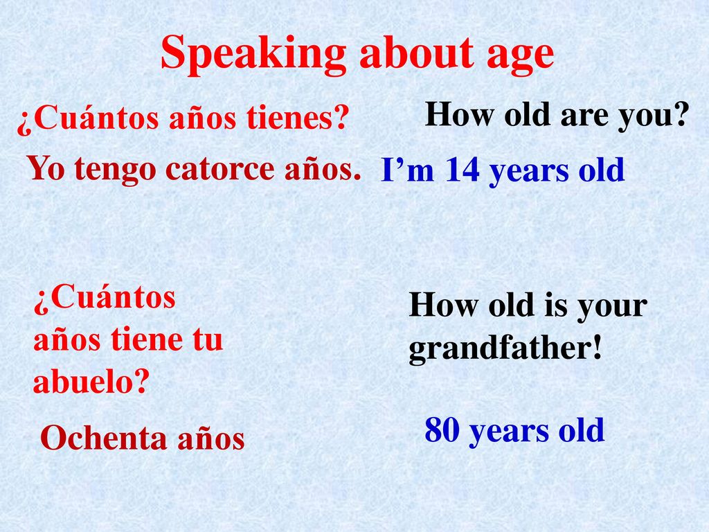 Speaking about age How old are you ¿Cuántos años tienes