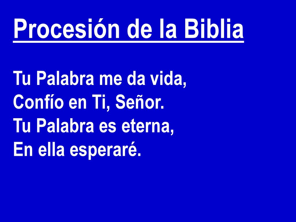 Procesión de la Biblia Tu Palabra me da vida, Confío en Ti, Señor.