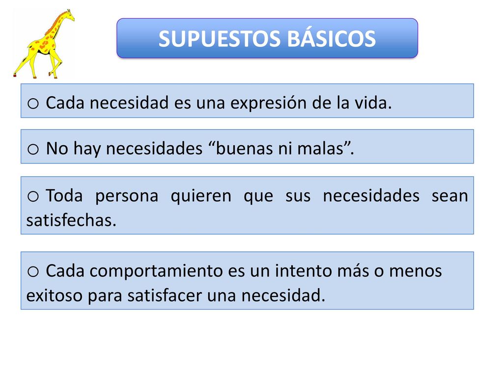 SUPUESTOS BÁSICOS Cada necesidad es una expresión de la vida.