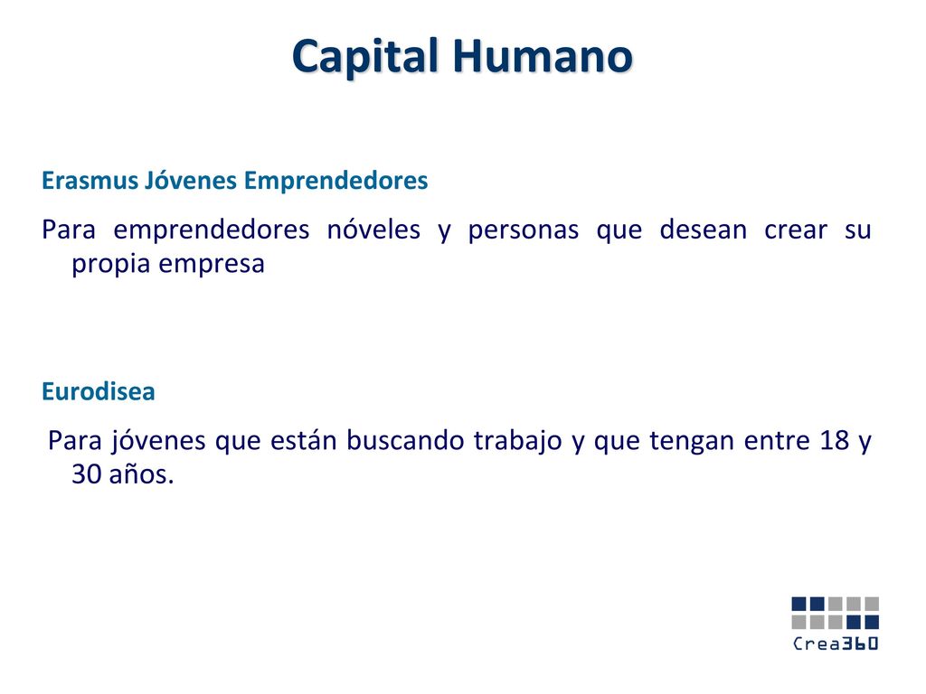 Capital Humano Erasmus Jóvenes Emprendedores. Para emprendedores nóveles y personas que desean crear su propia empresa.