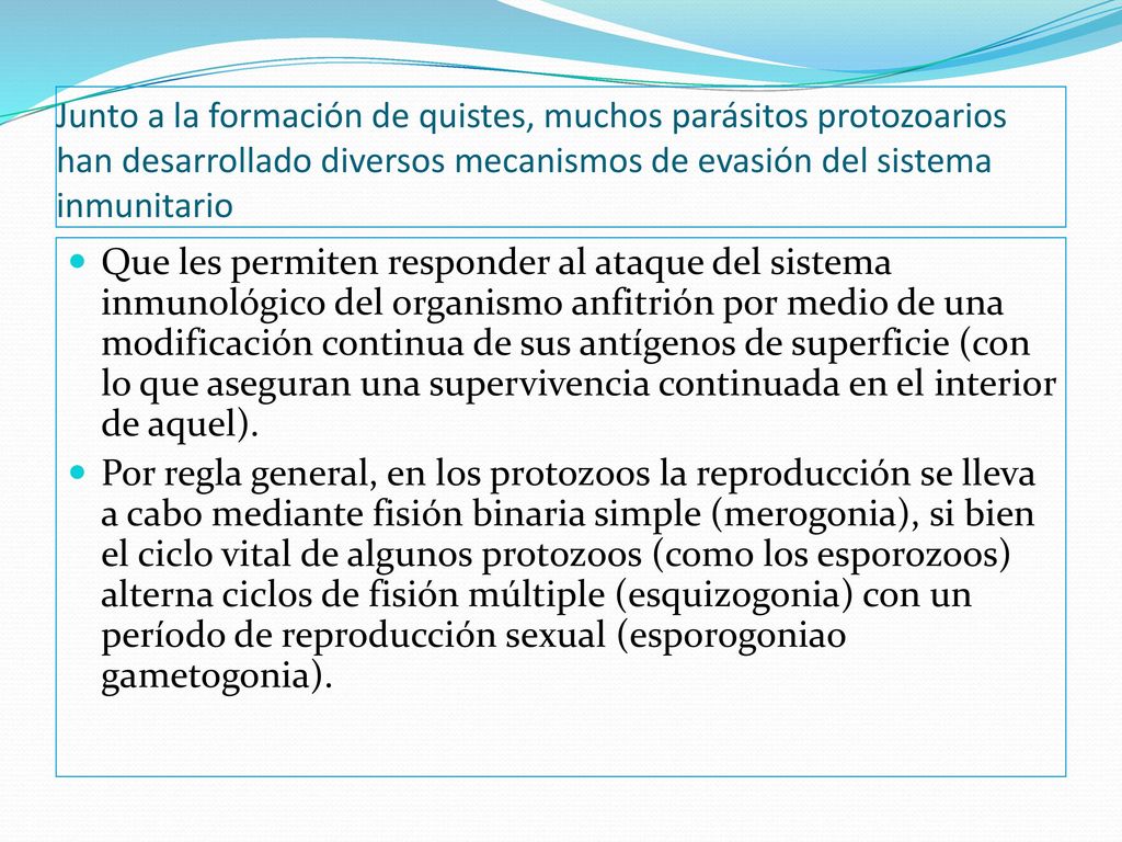 Junto a la formación de quistes, muchos parásitos protozoarios han desarrollado diversos mecanismos de evasión del sistema inmunitario