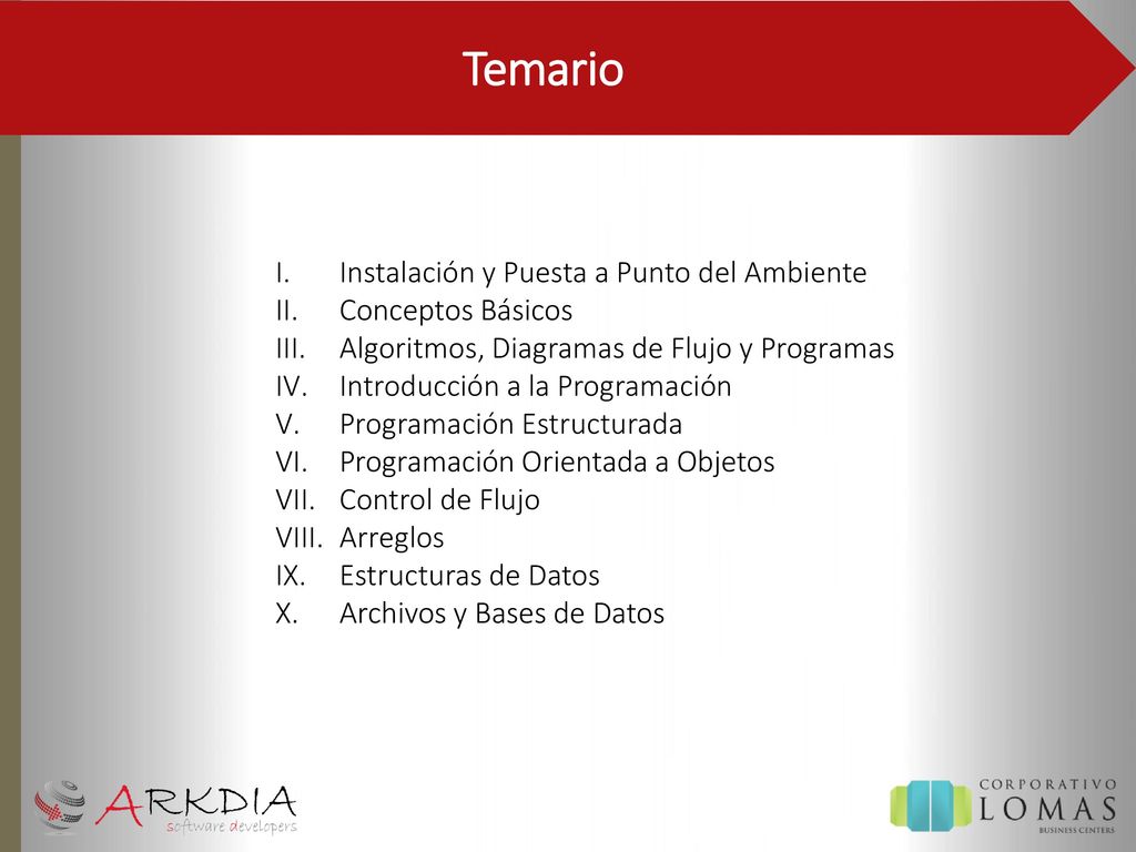 Temario Instalación y Puesta a Punto del Ambiente Conceptos Básicos