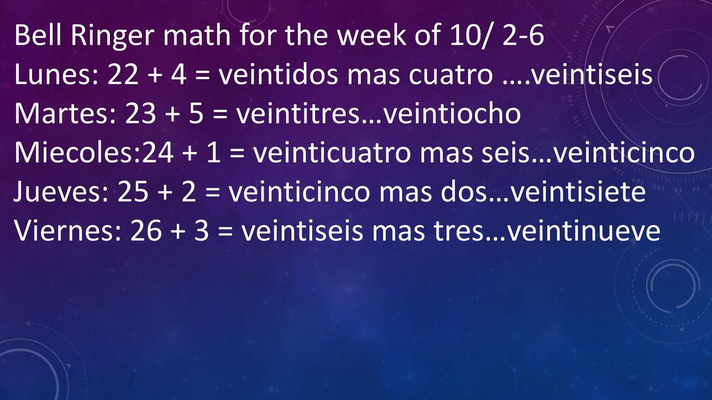 Bell Ringer math for the week of 10/ 2-6