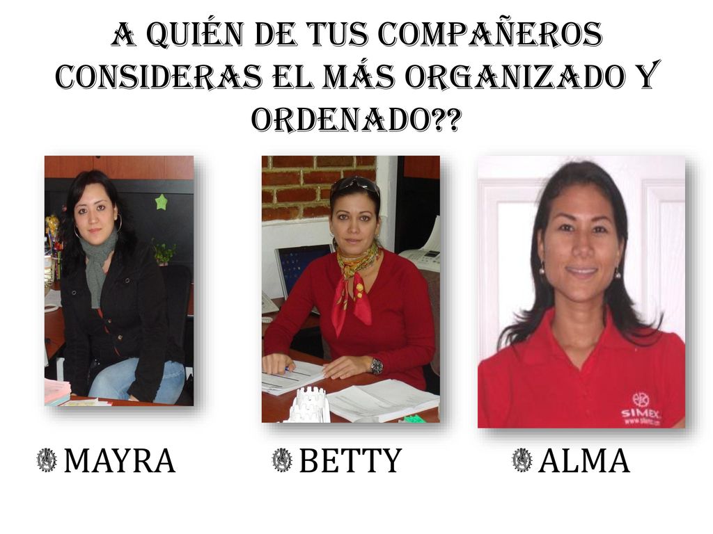 A QUIÉN DE TUS COMPAÑEROS CONSIDERAS EL MÁS organizado y ordenado