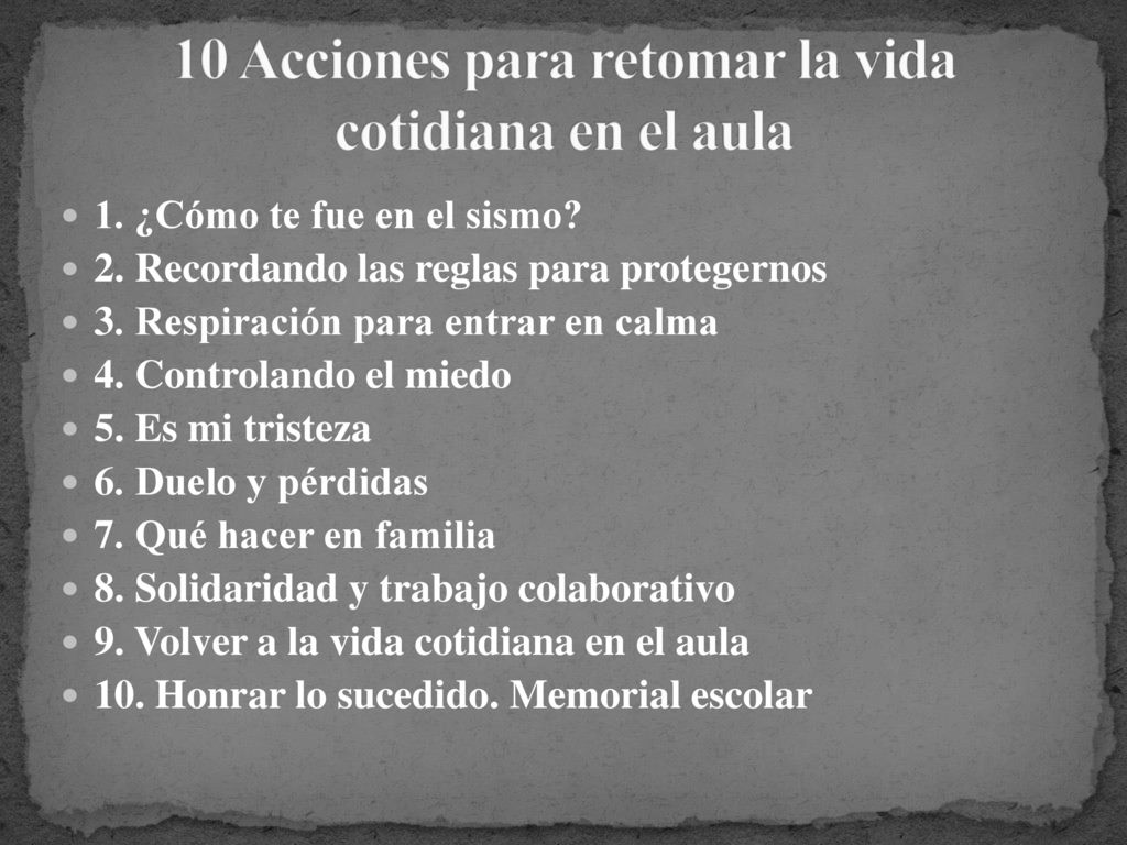 10 Acciones para retomar la vida cotidiana en el aula