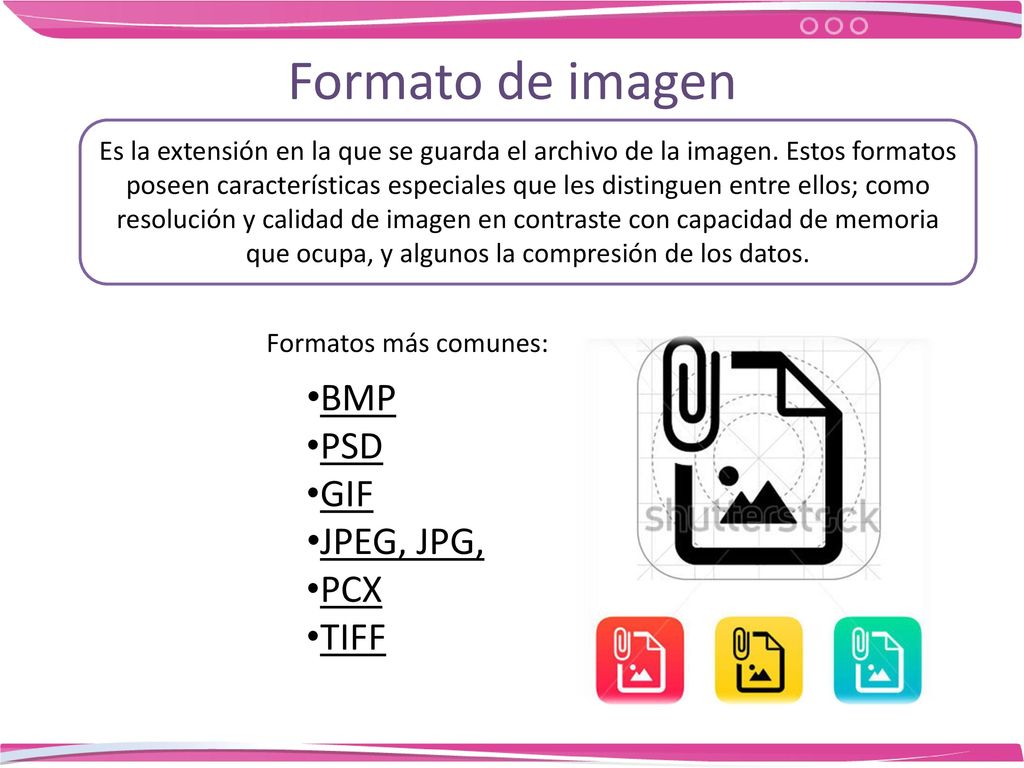 Formato de imagen BMP PSD GIF JPEG, JPG, PCX TIFF