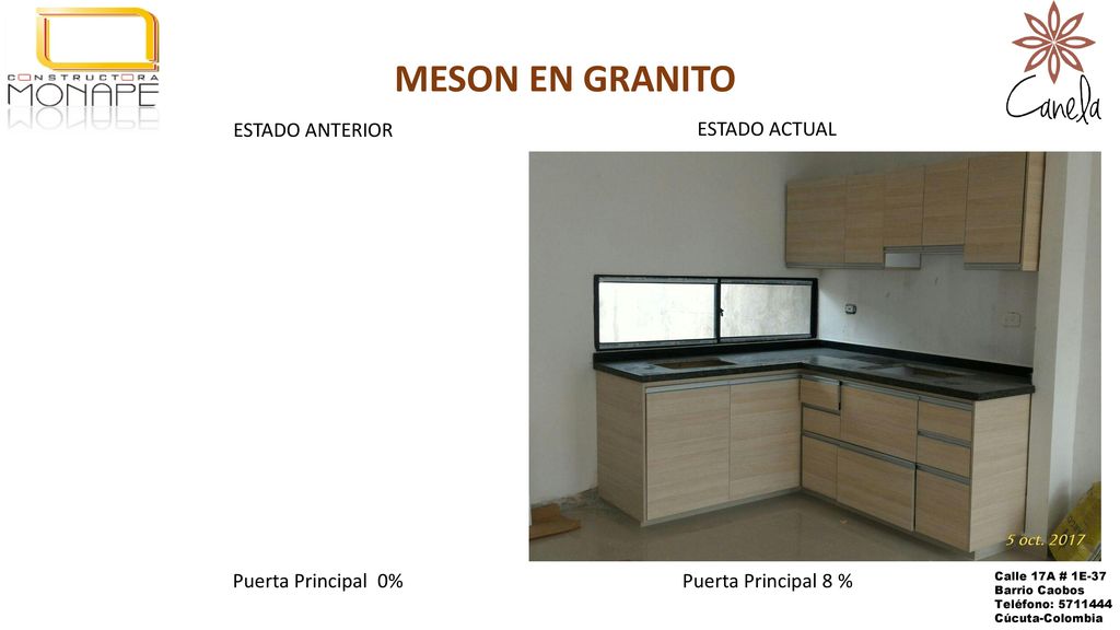 MESON EN GRANITO ESTADO ANTERIOR ESTADO ACTUAL Puerta Principal 0%