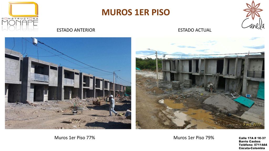 MUROS 1ER PISO ESTADO ANTERIOR ESTADO ACTUAL Muros 1er Piso 77%