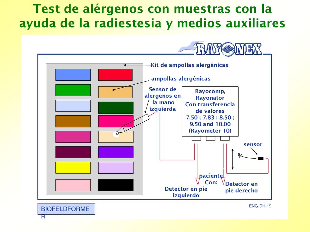 Test de alérgenos con muestras con la ayuda de la radiestesia y medios auxiliares