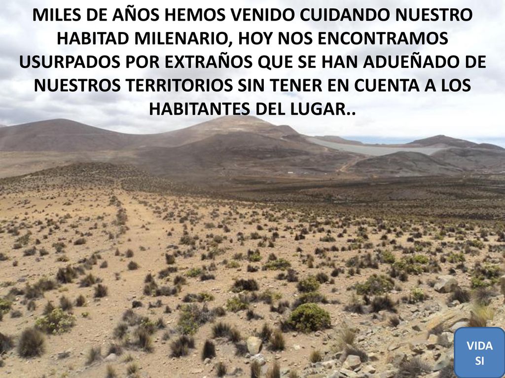 MILES DE AÑOS HEMOS VENIDO CUIDANDO NUESTRO HABITAD MILENARIO, HOY NOS ENCONTRAMOS USURPADOS POR EXTRAÑOS QUE SE HAN ADUEÑADO DE NUESTROS TERRITORIOS SIN TENER EN CUENTA A LOS HABITANTES DEL LUGAR..