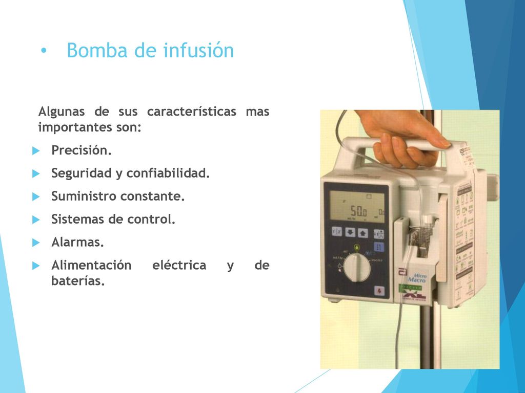 Bomba de infusión Algunas de sus características mas importantes son: