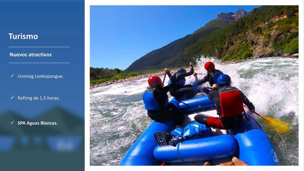 Turismo Nuevos atractivos Unimog Lonkopangue. Rafting de 1,5 horas.