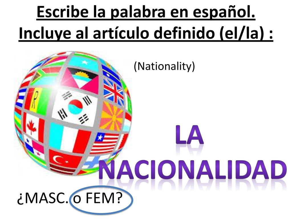 Escribe la palabra en español. Incluye al artículo definido (el/la) :
