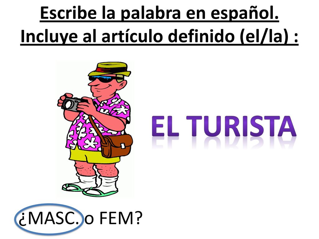 Escribe la palabra en español. Incluye al artículo definido (el/la) :
